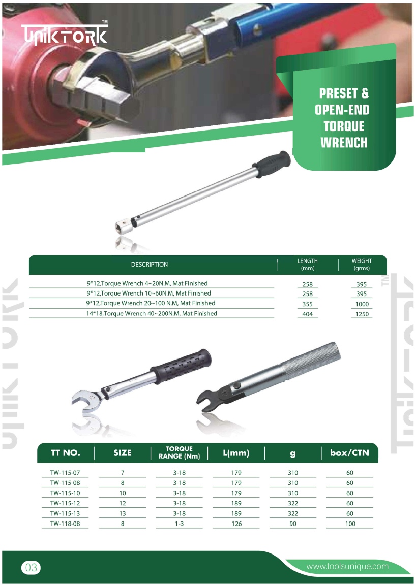 UNIKTORK PRESET AND OPEN END TORQUE WRENCH CHENNAI